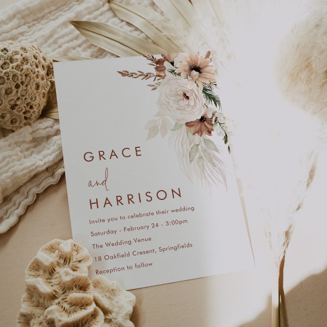 Invitación Boda de verano y caída moderna de Boho Terracotta (Subido por el creador)