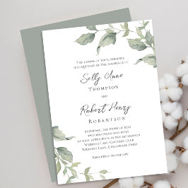 Invitación Boda de verde acuarela verde