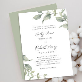 Invitación Boda de verde acuarela verde