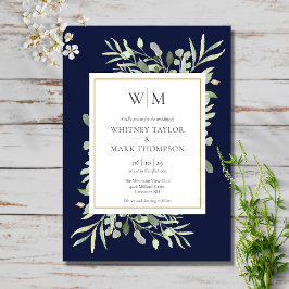 Invitación Boda de verde azul de la Marina Monográfica Modern