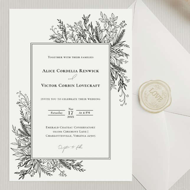 Invitación Boda de verde blanco y negro (Subido por el creador)