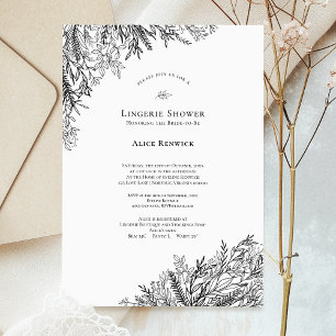 Invitación Boda de verde blanco y negro ducha de lencería