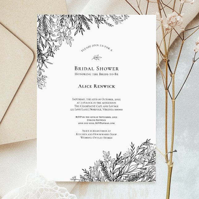 Invitación Boda de verde blanco y negro ducha de novia (Subido por el creador)