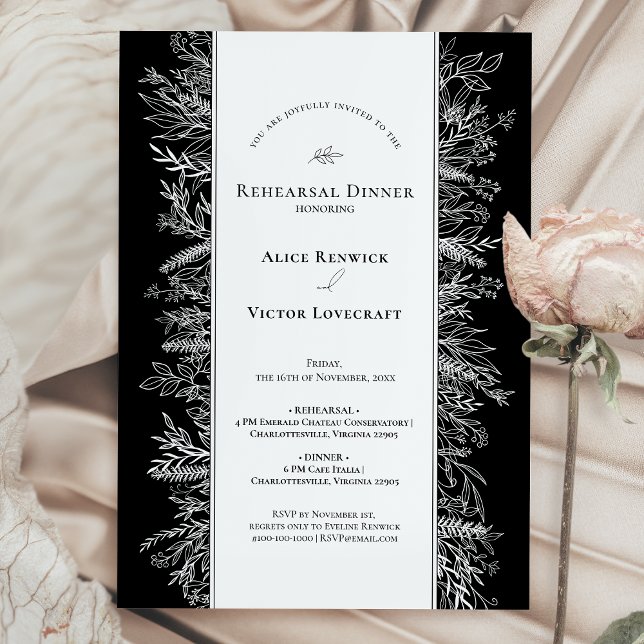 Invitación Boda de verde blanco y negro para la cena (Subido por el creador)