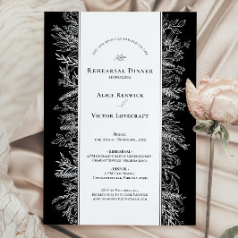Invitación Boda de verde blanco y negro para la cena