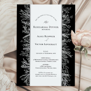 Invitación Boda de verde blanco y negro para la cena