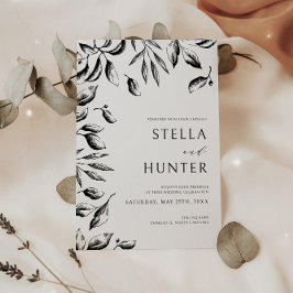 Invitación Boda de verde blanco y negro victoriano moderno