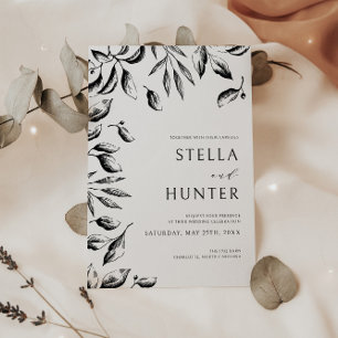 Invitación Boda de verde blanco y negro victoriano moderno