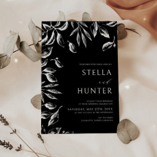 Invitación Boda de verde blanco y negro victoriano moderno