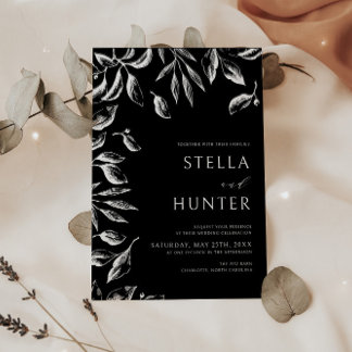 Invitación Boda de verde blanco y negro victoriano moderno