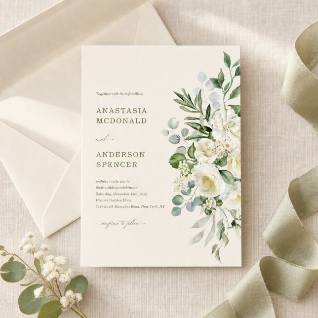 Invitación Boda de Verde Botánica Moderna (Subido por el creador)