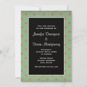 Invitación Boda de Verde con Lunares Rosas