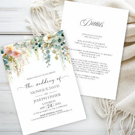 Invitación Boda de verde eucalipto Todo en Uno