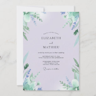 Invitación Boda de Verde Menta y Lila