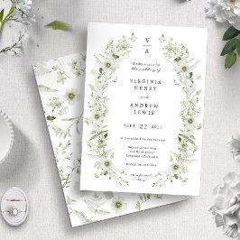 Invitación Boda de verde monograma