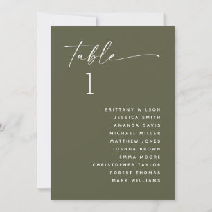 Invitación Boda de Verde Oliva Atentuado Gráfico de Asiento