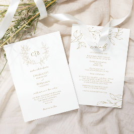 Invitación Boda de verde oro clásico monograma todo en uno