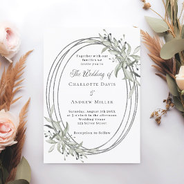 Invitación Boda de verde plateado