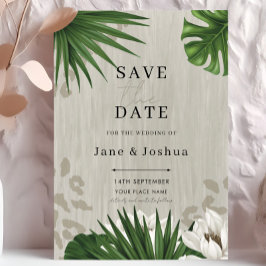 Invitación Boda de Verde Tropical Guardar la Fecha