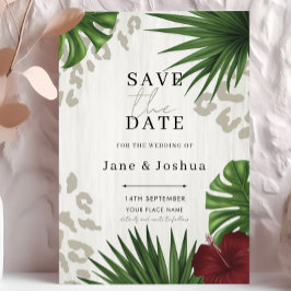 Invitación Boda de Verde Tropical Guardar la Fecha 