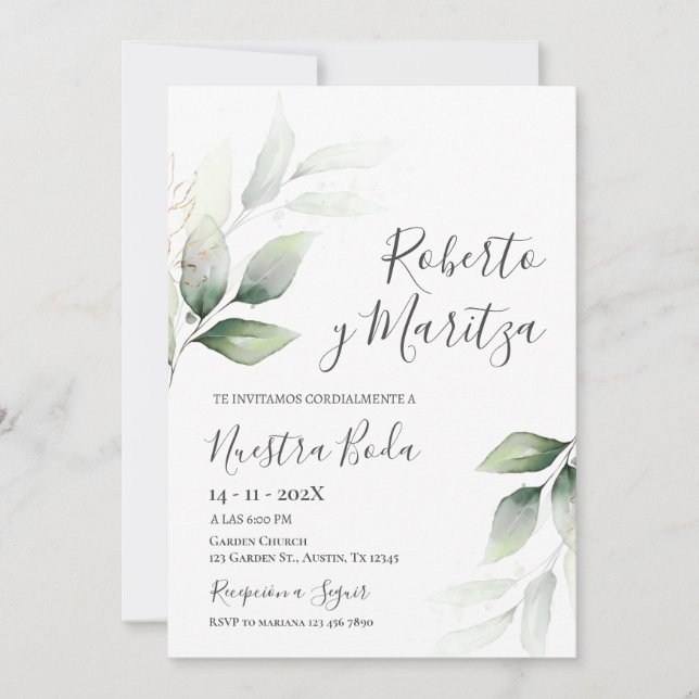 Invitación Boda de Verdemia de España (Anverso)