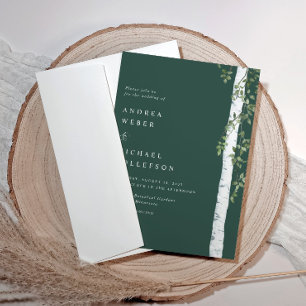 Invitación Boda de Verdes Álamo Árbol de Abedul Esmeralda