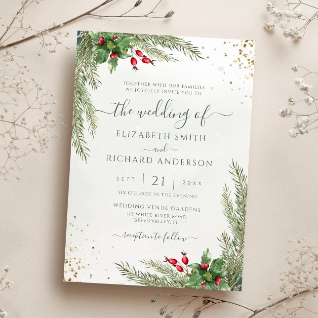 Invitación Boda de Verdor Botánico de vacaciones de invierno (Subido por el creador)