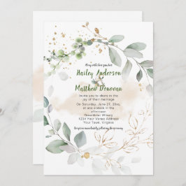 Invitación Boda de Verdor Botánico Verde y Oro |