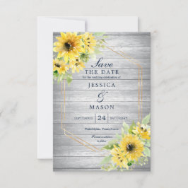 Invitación Boda De Verdor De Girasol Rústico Salva La Fecha E