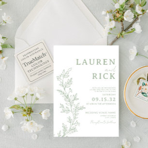 Invitación Boda de Verdor de la Línea Botánica Sage Green