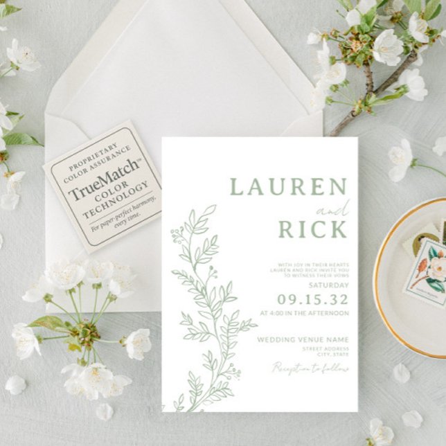 Invitación Boda de Verdor de la Línea Botánica Sage Green (Subido por el creador)