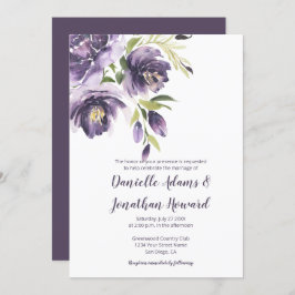 Invitación Boda de Verdor de Peonies de Lavanda Púrpura