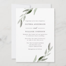 Invitación Boda de verdor de primavera de hoja verde acuarela