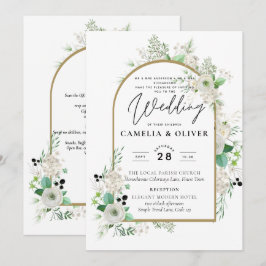 Invitación Boda de Verdor de Rosas Blancas Esmeraldas