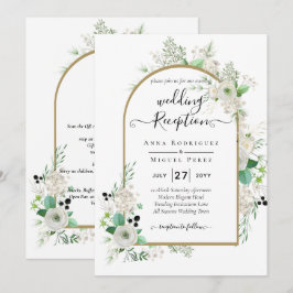 Invitación Boda de Verdor de Rosas Blancas Esmeraldas