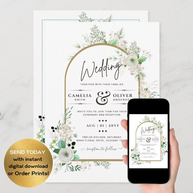 Invitación Boda de Verdor de Rosas Blancas Esmeraldas (Subido por el creador)