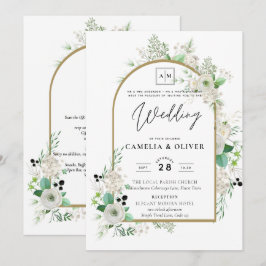 Invitación Boda de Verdor de Rosas Blancas Esmeraldas