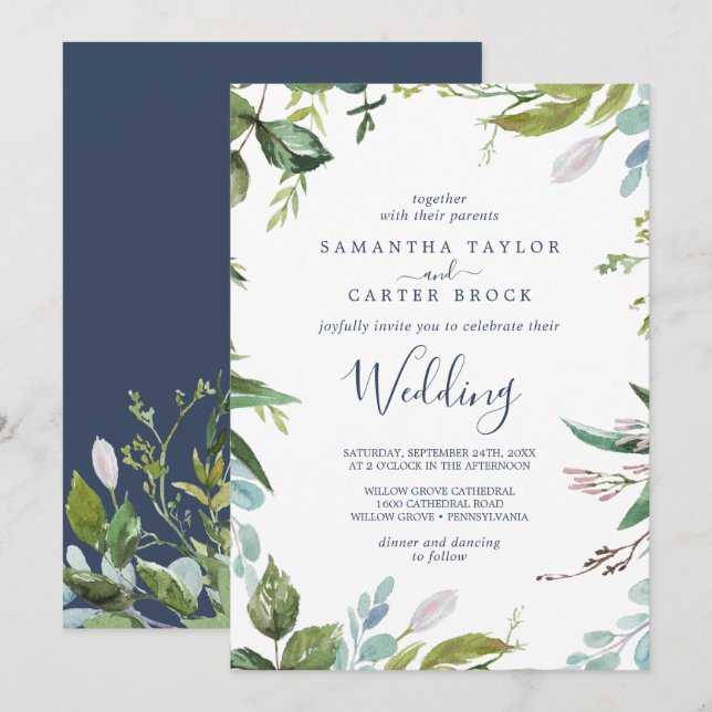 Invitación Boda de Verdor de Verano (Anverso / Reverso)
