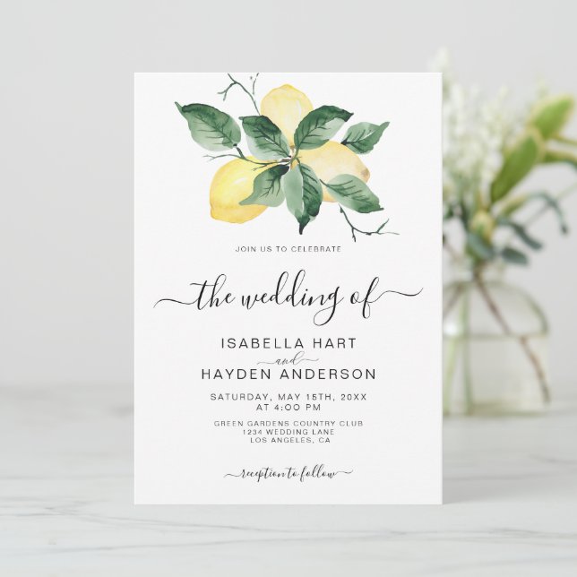 Invitación Boda de verdor de verano del jardín amarillo de la (Anverso de pie)