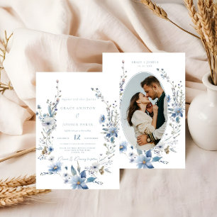 Invitación Boda de verdor Dusty Blue Floral Spring