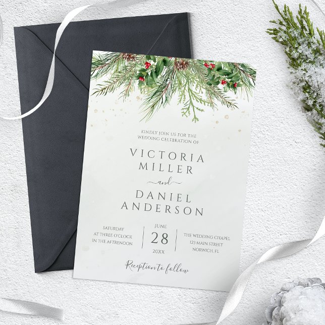 Invitación Boda de Verdor Rústico Berries Pine Cone (Subido por el creador)