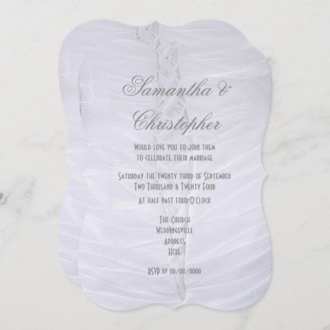 Invitación Boda de vestimenta de las novias blancas tradicion (Anverso / Reverso)