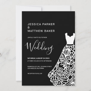 Invitación Boda de vestir de Boda de encaje blanco
