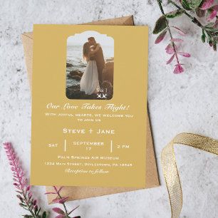 Invitación Boda de viaje Avión Corazón Aviación moderna