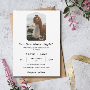 Invitación Boda de viaje Avión Corazón Moderno Aviación