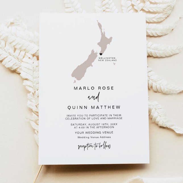 Invitación BODA de viaje de destino de mapa de Nueva Zelanda  (Subido por el creador)
