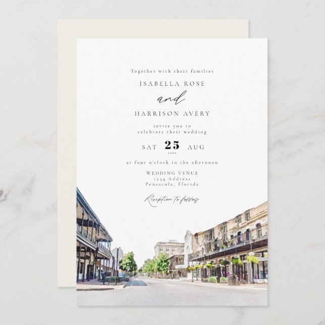 Invitación BODA de viaje de destino PENSACOLA FLORIDA (Anverso / Reverso)