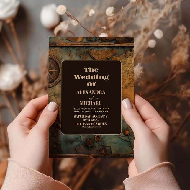 Invitación Boda de viaje de mapa de acuarela (Subido por el creador)