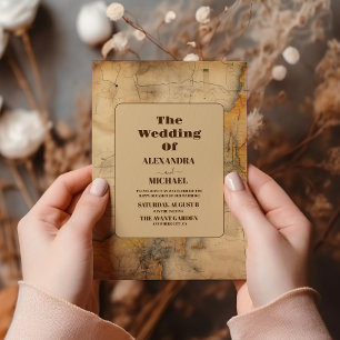 Invitación Boda de viaje del mapa de acuarela de destino
