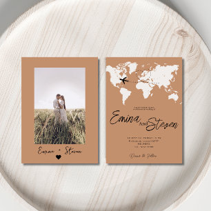 Invitación Boda de viaje del mapa de destino Boho
